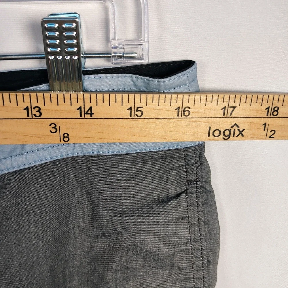 RVCA‎ Men's Board Shorts Size 32 Blue Grey Color Block Swim Trunks Zipper Fly